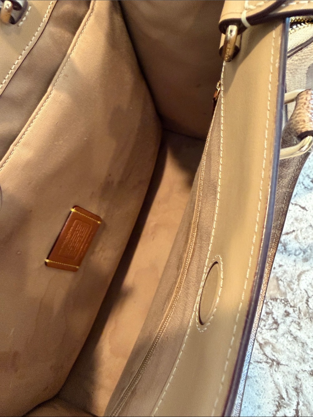Coach Beige Signature Canvas Tote Bag - Coach - Picture 13 of 15